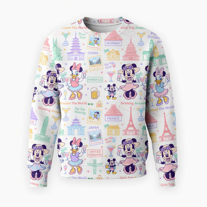 World Park Drinking Around The World AOP T-Shirt - Girls Trip Pattern