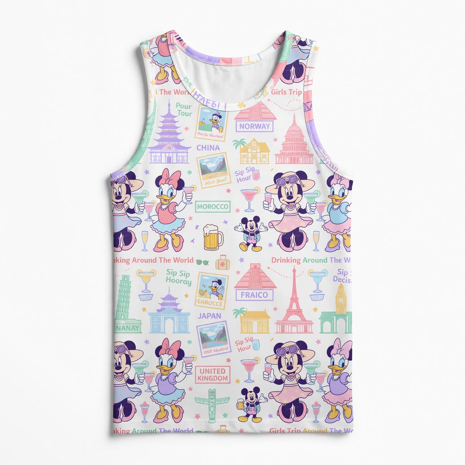 World Park Drinking Around The World AOP T-Shirt - Girls Trip Pattern