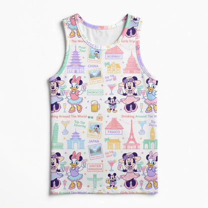 World Park Drinking Around The World AOP T-Shirt - Girls Trip Pattern
