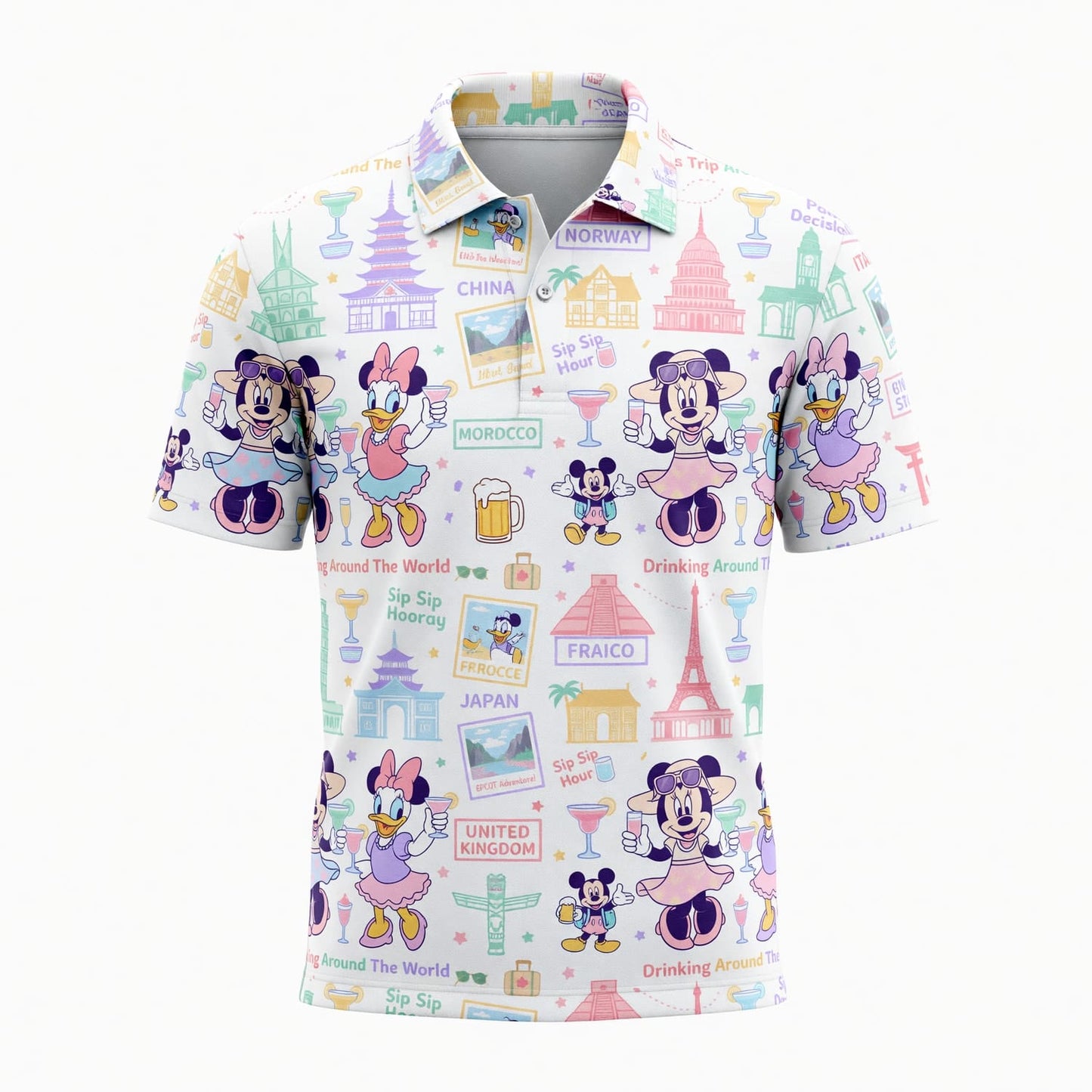 World Park Drinking Around The World AOP T-Shirt - Girls Trip Pattern