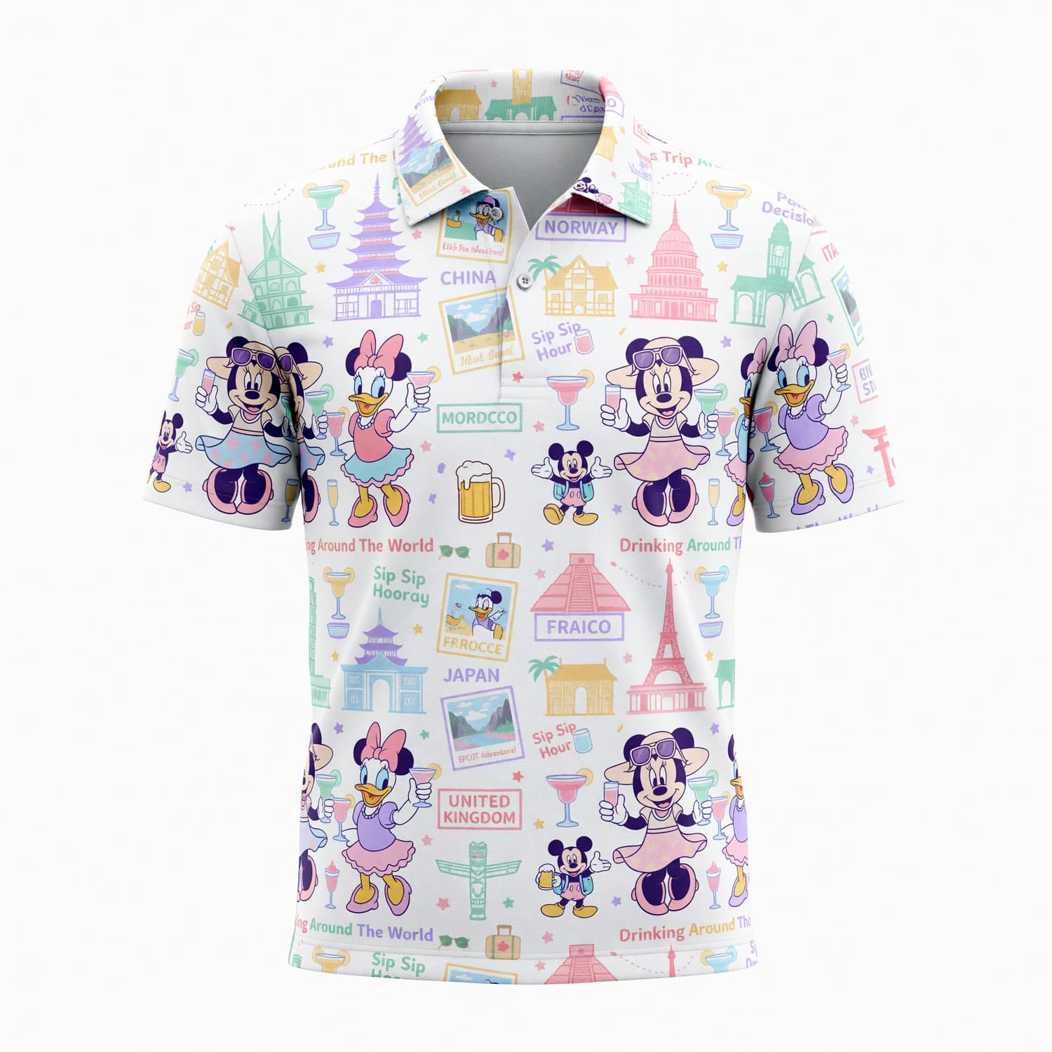 World Park Drinking Around The World AOP T-Shirt - Girls Trip Pattern