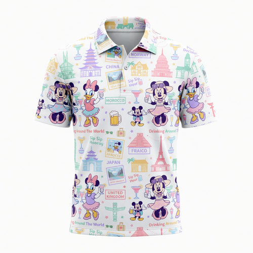World Park Drinking Around The World AOP T-Shirt - Girls Trip Pattern
