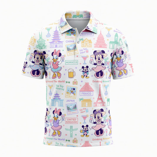 World Park Drinking Around The World AOP T-Shirt - Girls Trip Pattern