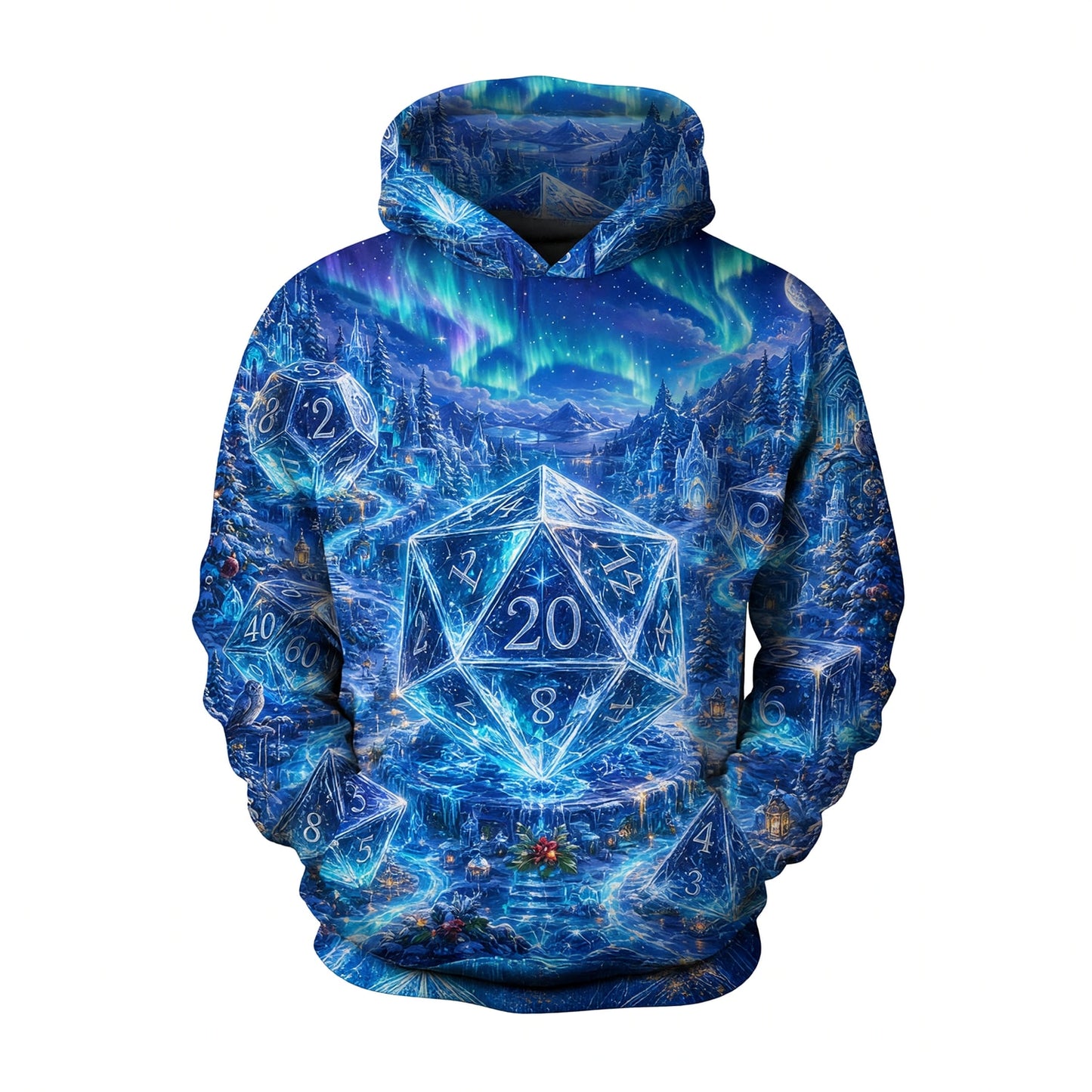 Crystal Dice Winter AOP T-Shirt - Fantasy RPG Streetwear