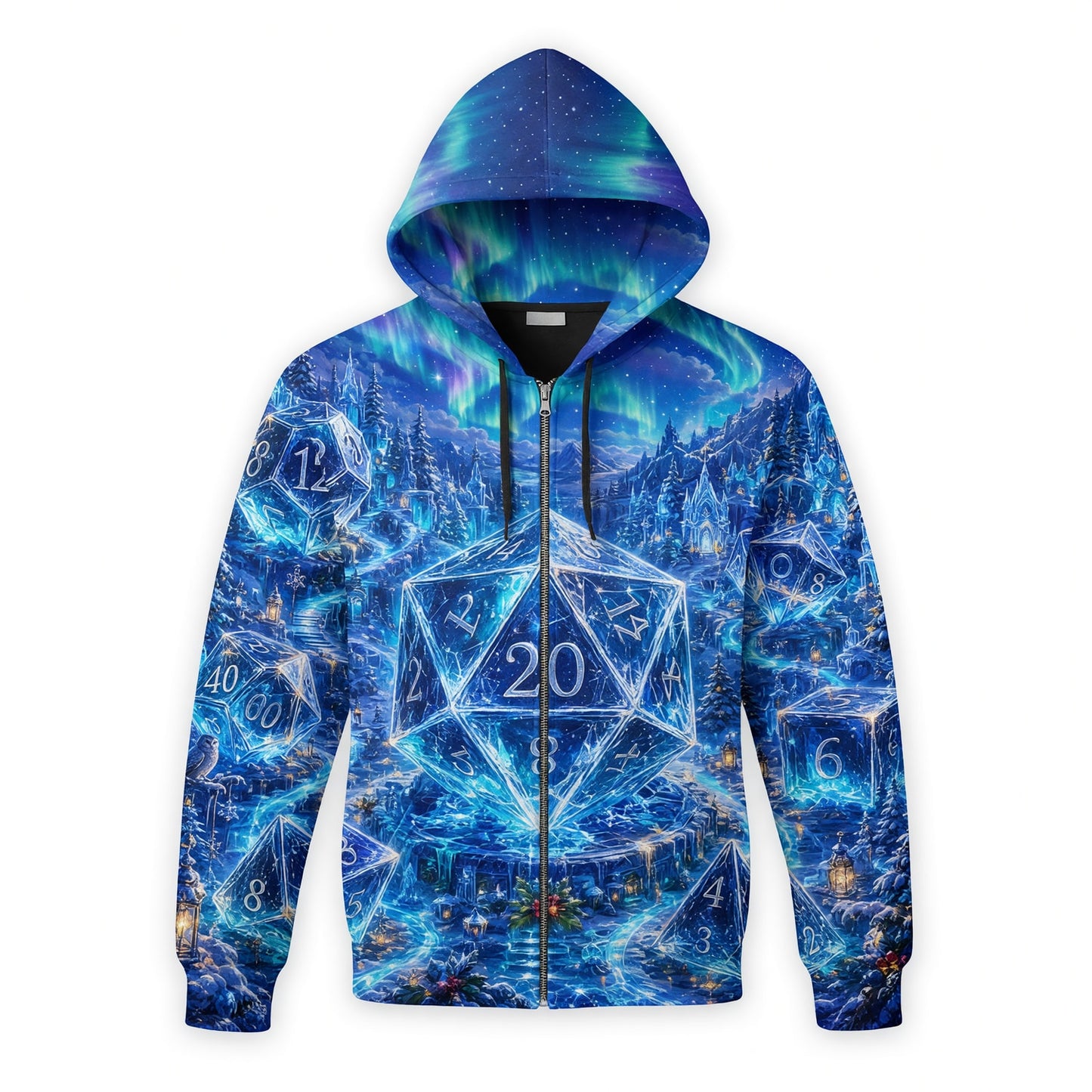 Crystal Dice Winter AOP T-Shirt - Fantasy RPG Streetwear