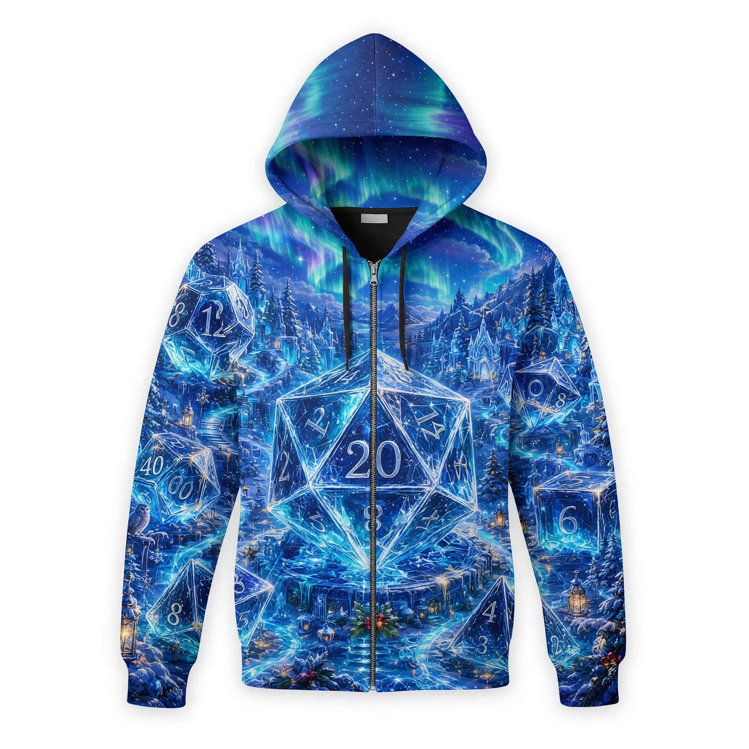 Crystal Dice Winter AOP T-Shirt - Fantasy RPG Streetwear
