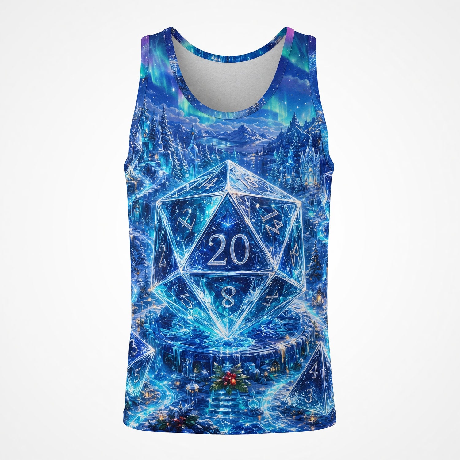 Crystal Dice Winter AOP T-Shirt - Fantasy RPG Streetwear