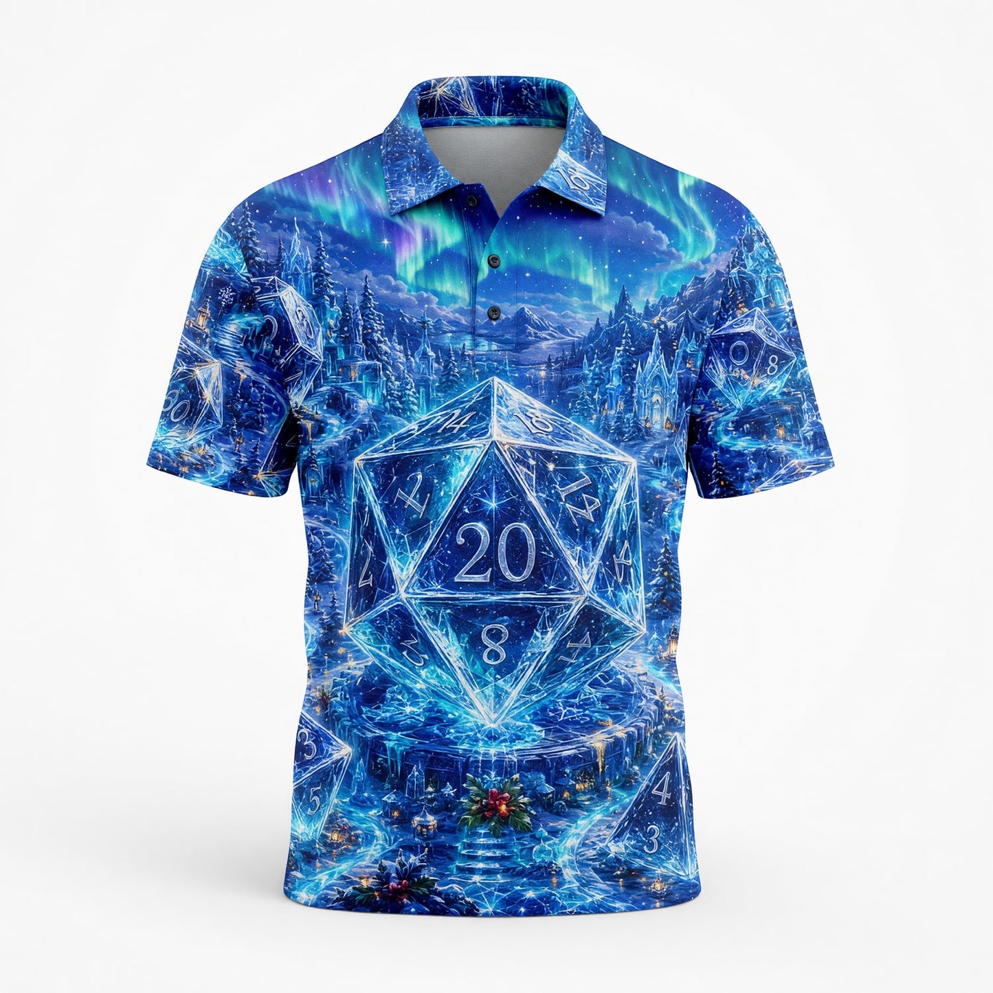 Crystal Dice Winter AOP T-Shirt - Fantasy RPG Streetwear