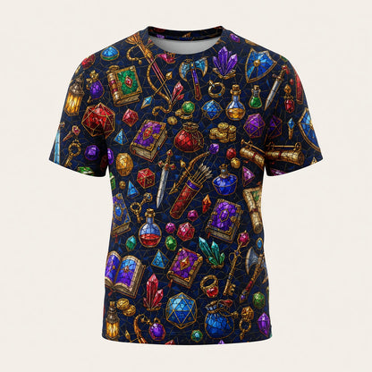 Stained Glass Loot AOP T-Shirt - Fantasy RPG Tabletop Gaming
