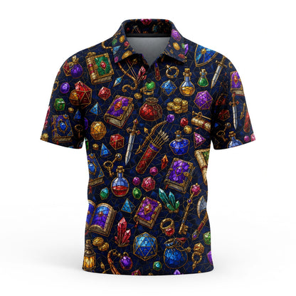 Stained Glass Loot AOP T-Shirt - Fantasy RPG Tabletop Gaming