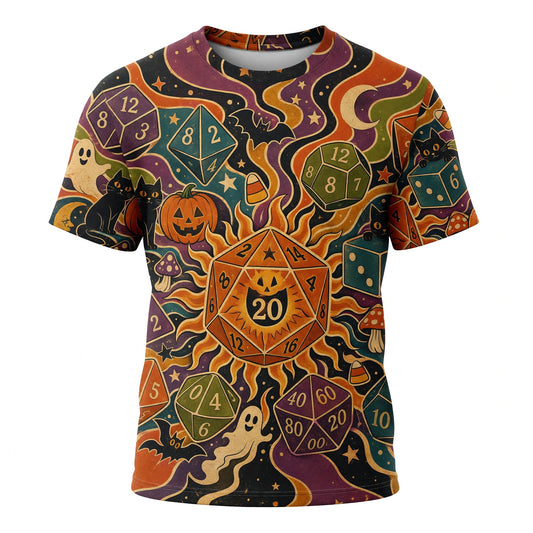 Halloween Dice AOP T-Shirt - Spooky RPG Tabletop Streetwear