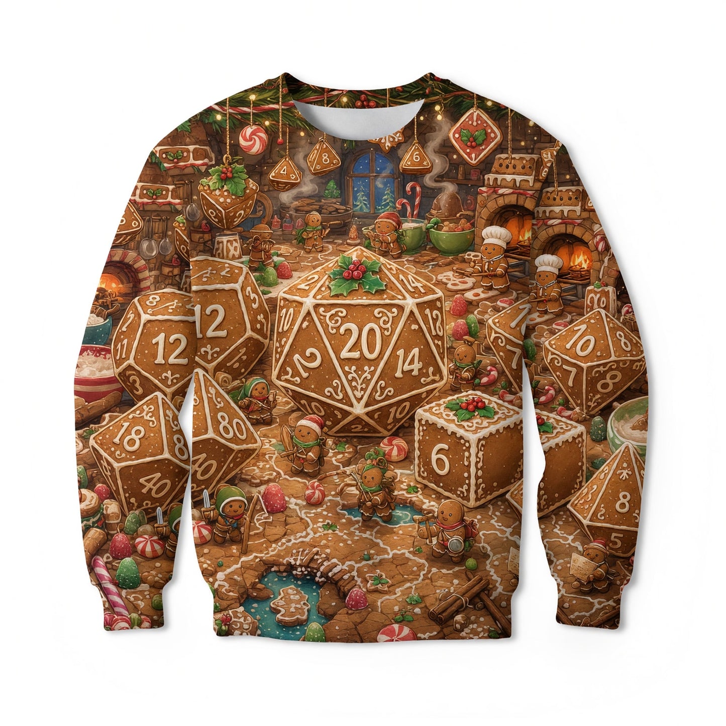 Christmas Gingerbread Dice AOP T-Shirt - Holiday RPG Streetwear