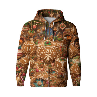 Christmas Gingerbread Dice AOP T-Shirt - Holiday RPG Streetwear
