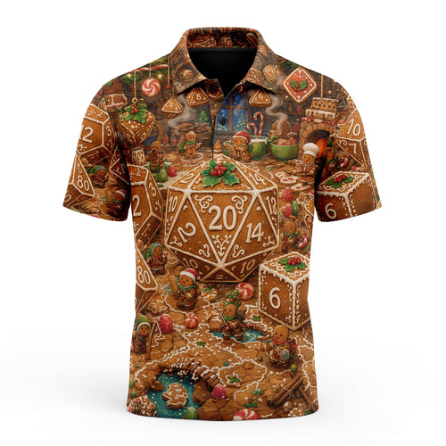 Christmas Gingerbread Dice AOP T-Shirt - Holiday RPG Streetwear
