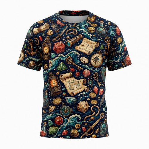 Pirate Dice AOP T-Shirt - Fantasy Ocean Adventure Pattern