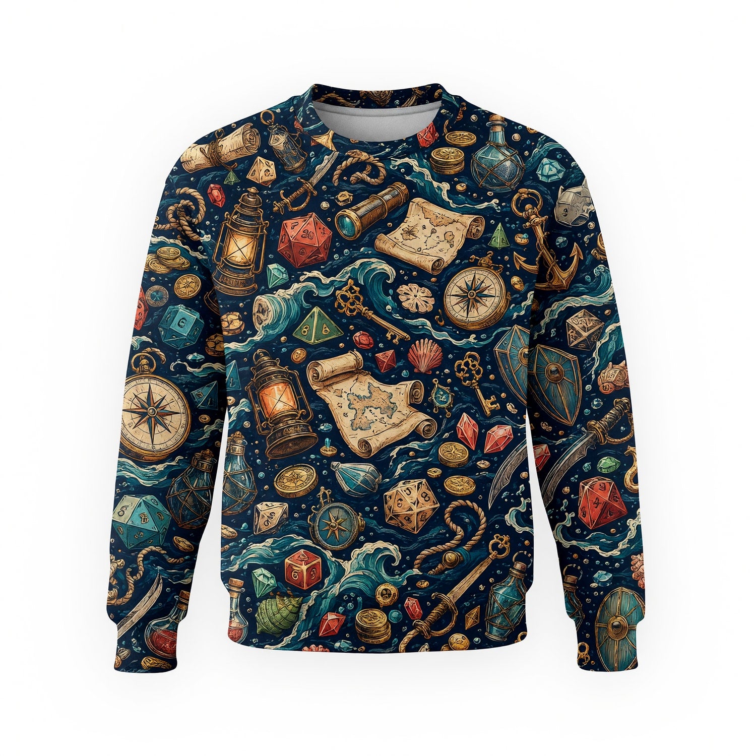 Pirate Dice AOP T-Shirt - Fantasy Ocean Adventure Pattern