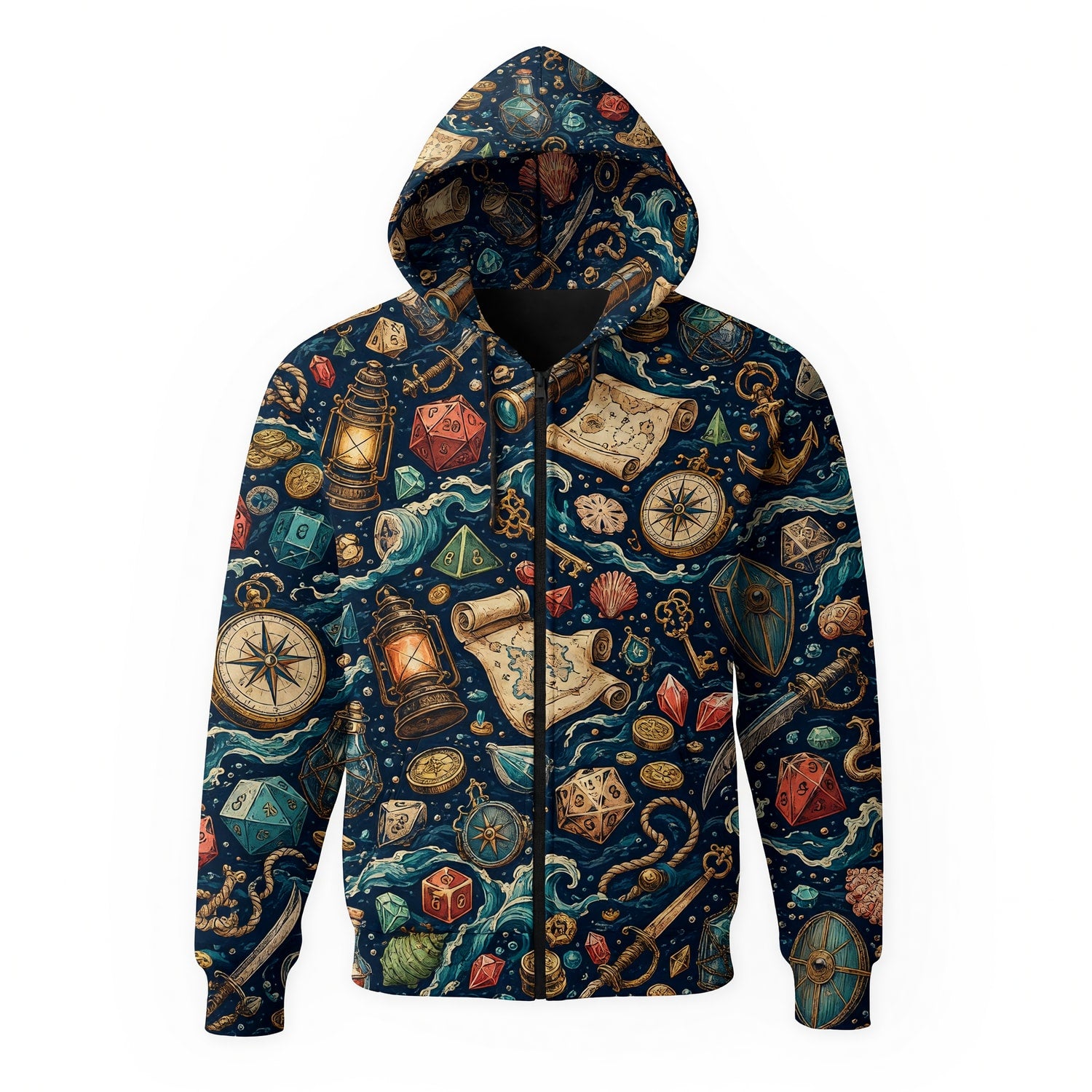 Pirate Dice AOP T-Shirt - Fantasy Ocean Adventure Pattern