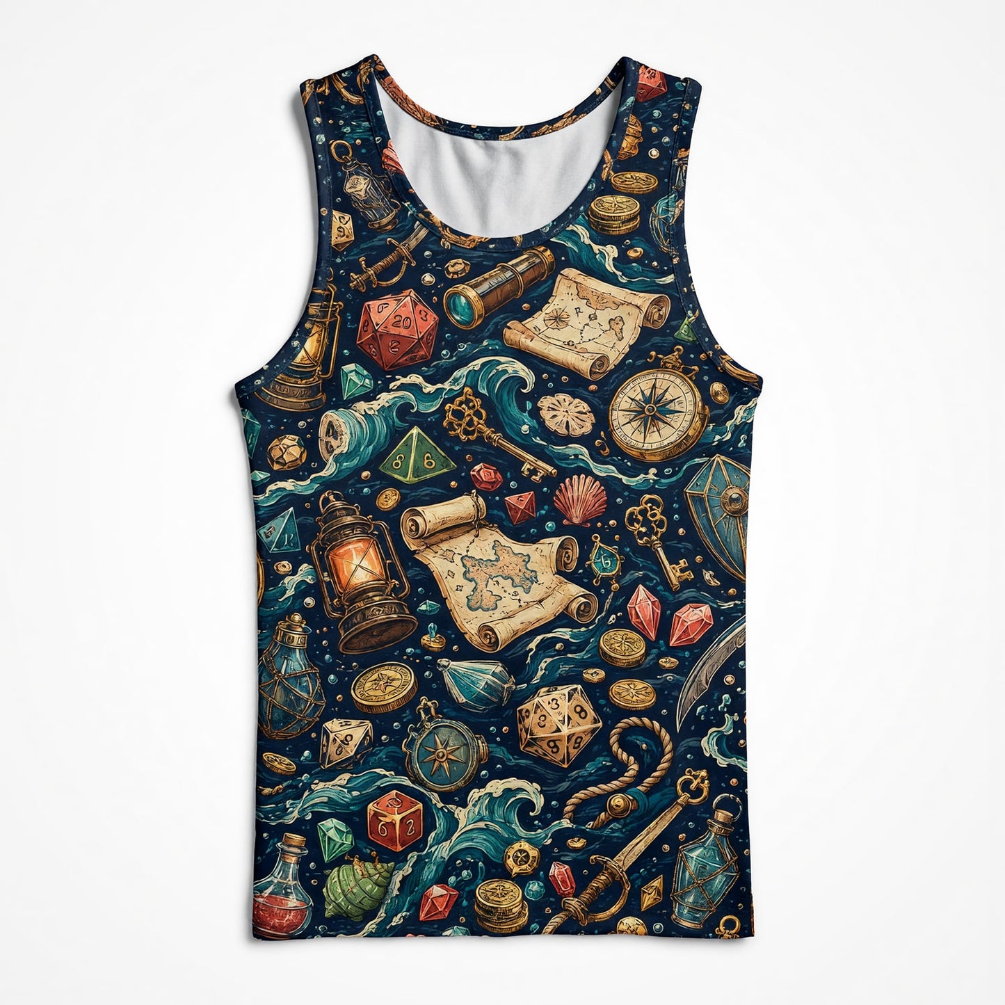 Pirate Dice AOP T-Shirt - Fantasy Ocean Adventure Pattern