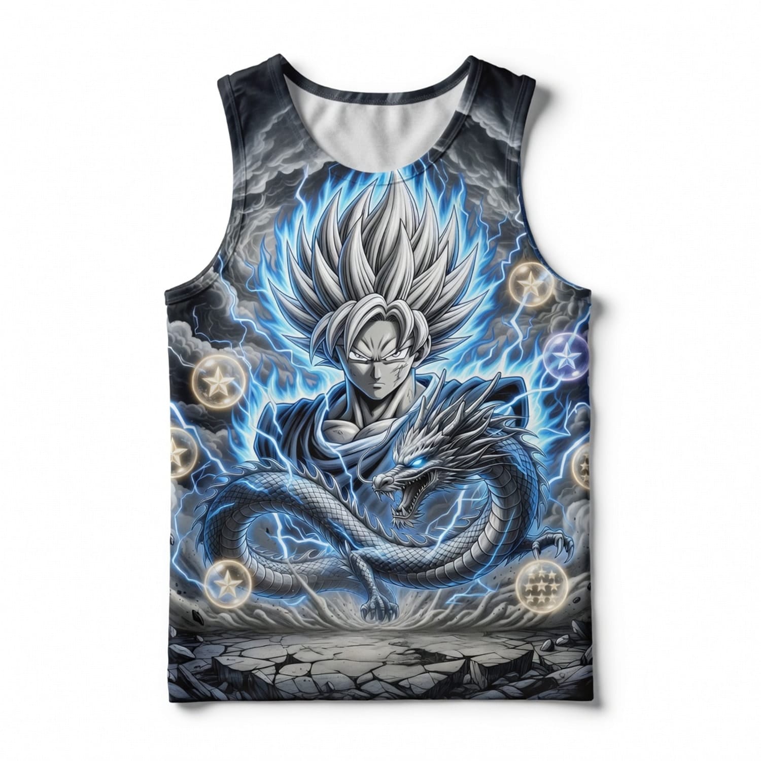 Anime Warrior Blue Storm Wish Dragon All Over Print Apparel