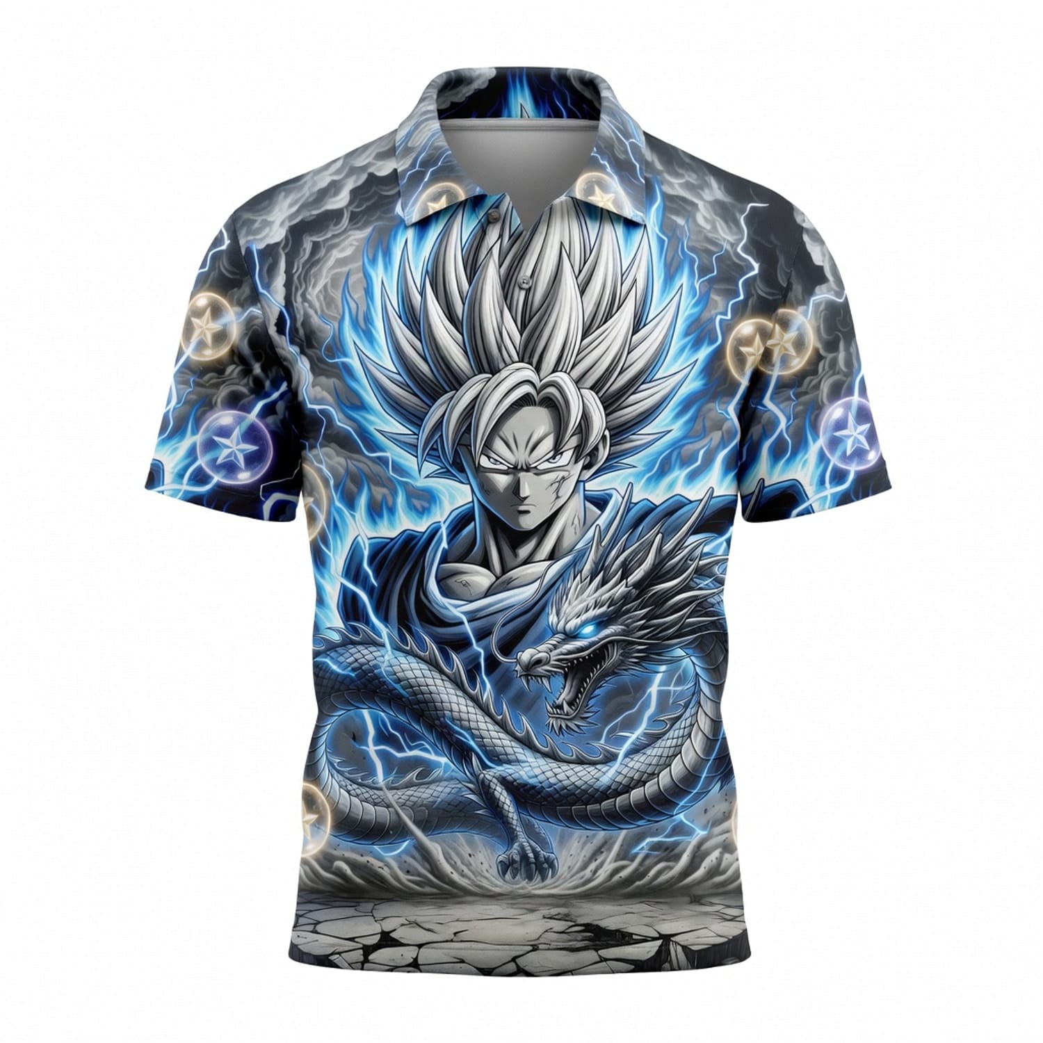 Anime Warrior Blue Storm Wish Dragon All Over Print Apparel