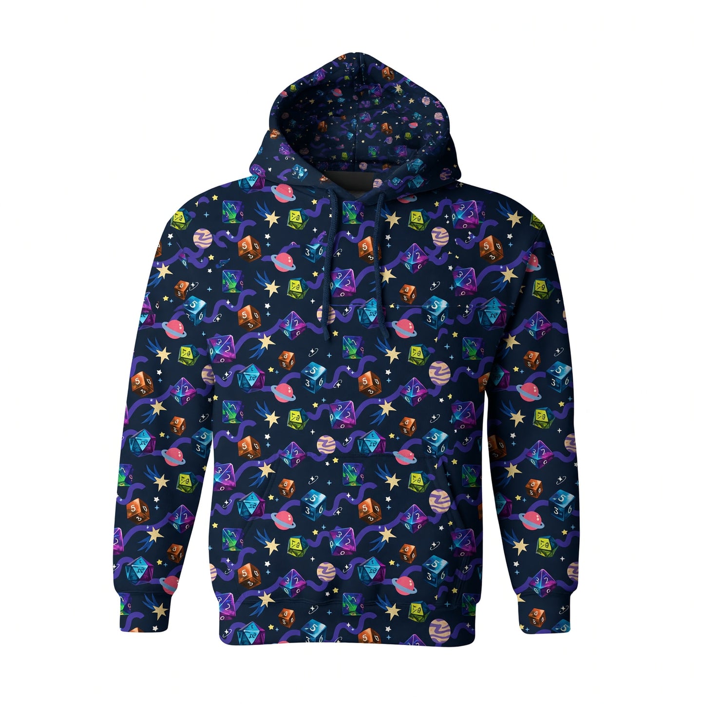 Cosmic Dice AOP T-Shirt - Space Galaxy RPG Pattern