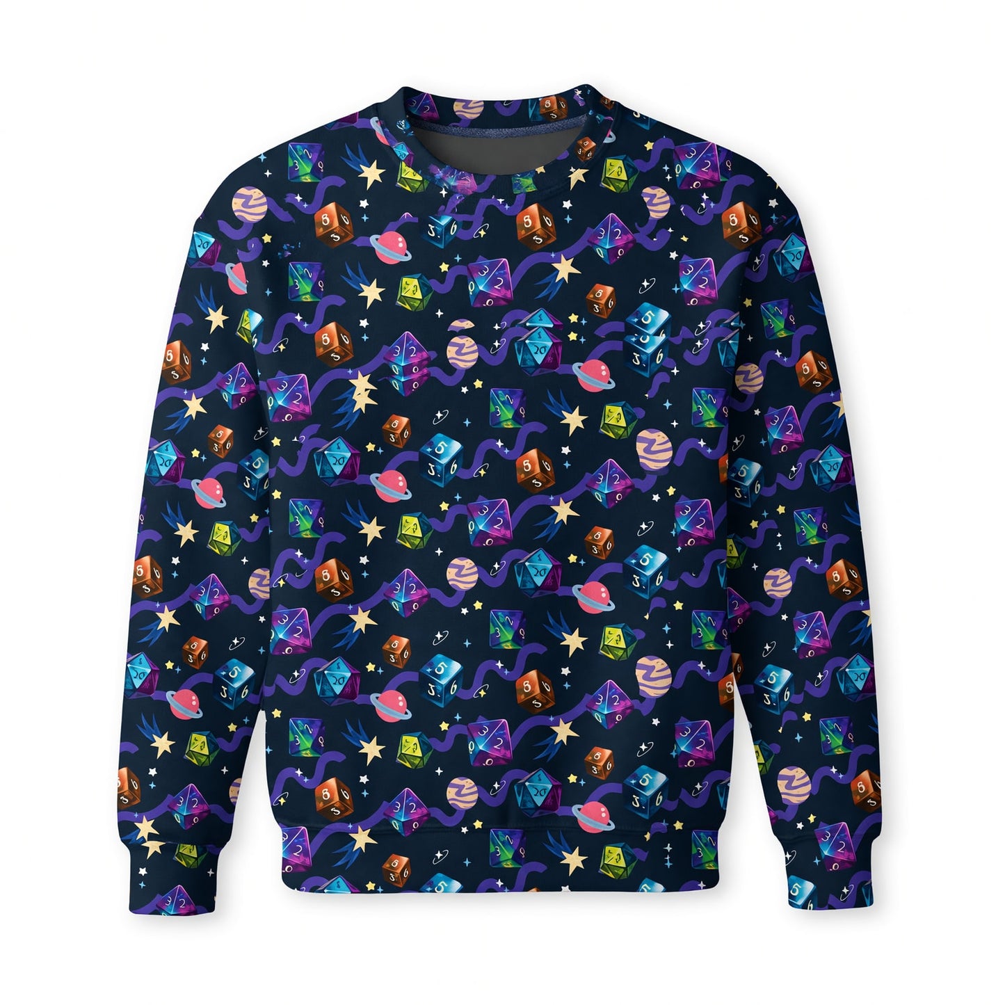 Cosmic Dice AOP T-Shirt - Space Galaxy RPG Pattern