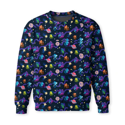 Cosmic Dice AOP T-Shirt - Space Galaxy RPG Pattern