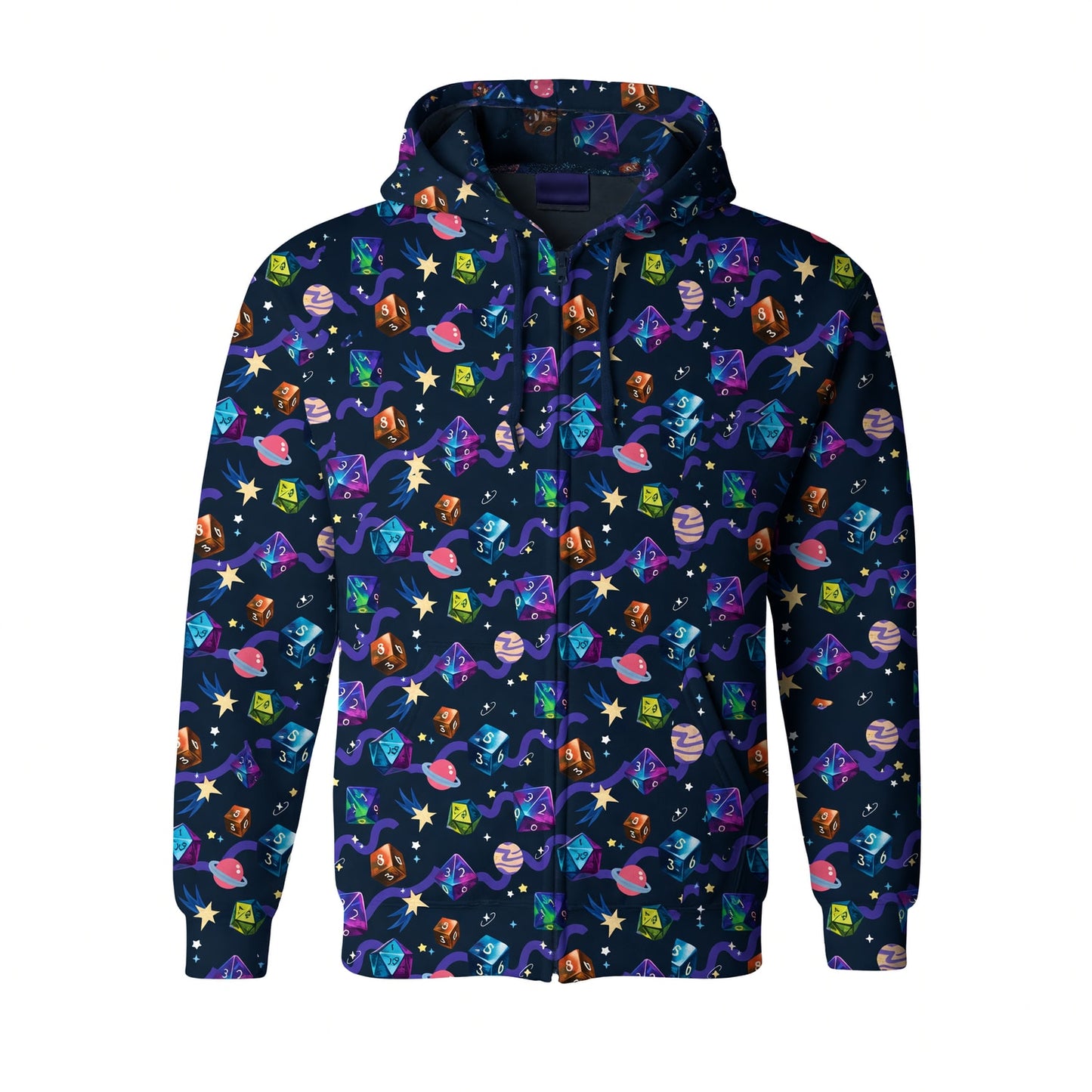 Cosmic Dice AOP T-Shirt - Space Galaxy RPG Pattern
