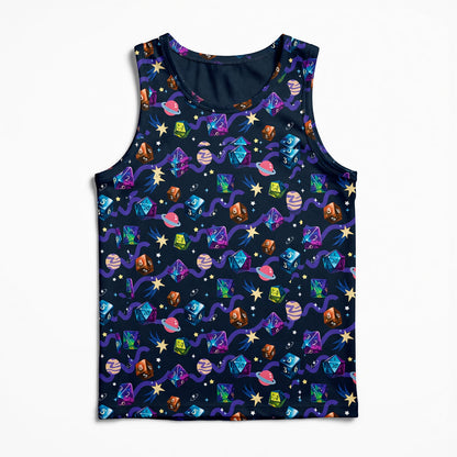 Cosmic Dice AOP T-Shirt - Space Galaxy RPG Pattern