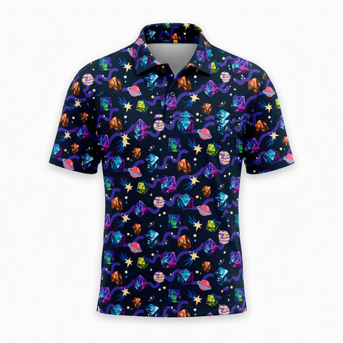 Cosmic Dice AOP T-Shirt - Space Galaxy RPG Pattern