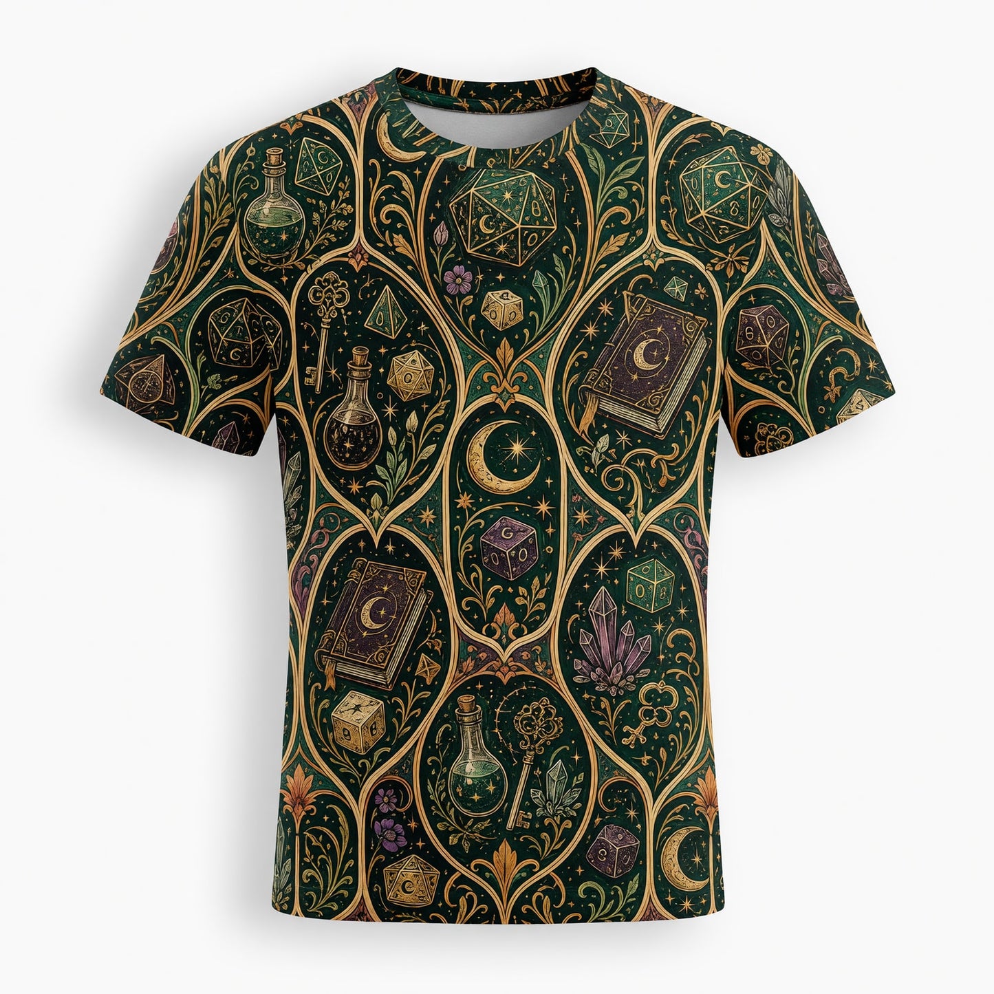 Mystic Dice AOP T-Shirt - Arcane Fantasy RPG Streetwear