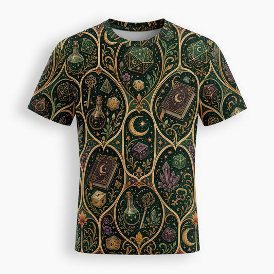 Mystic Dice AOP T-Shirt - Arcane Fantasy RPG Streetwear
