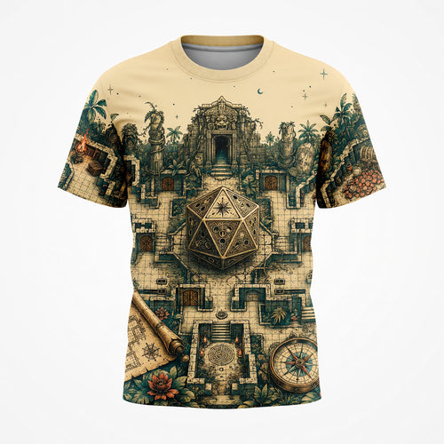 Fantasy Dungeon D20 AOP T-Shirt - Fantasy RPG Dungeon Map