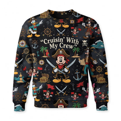 Pirate Mouse AOP Apparel - Cruisin With My Crew Design