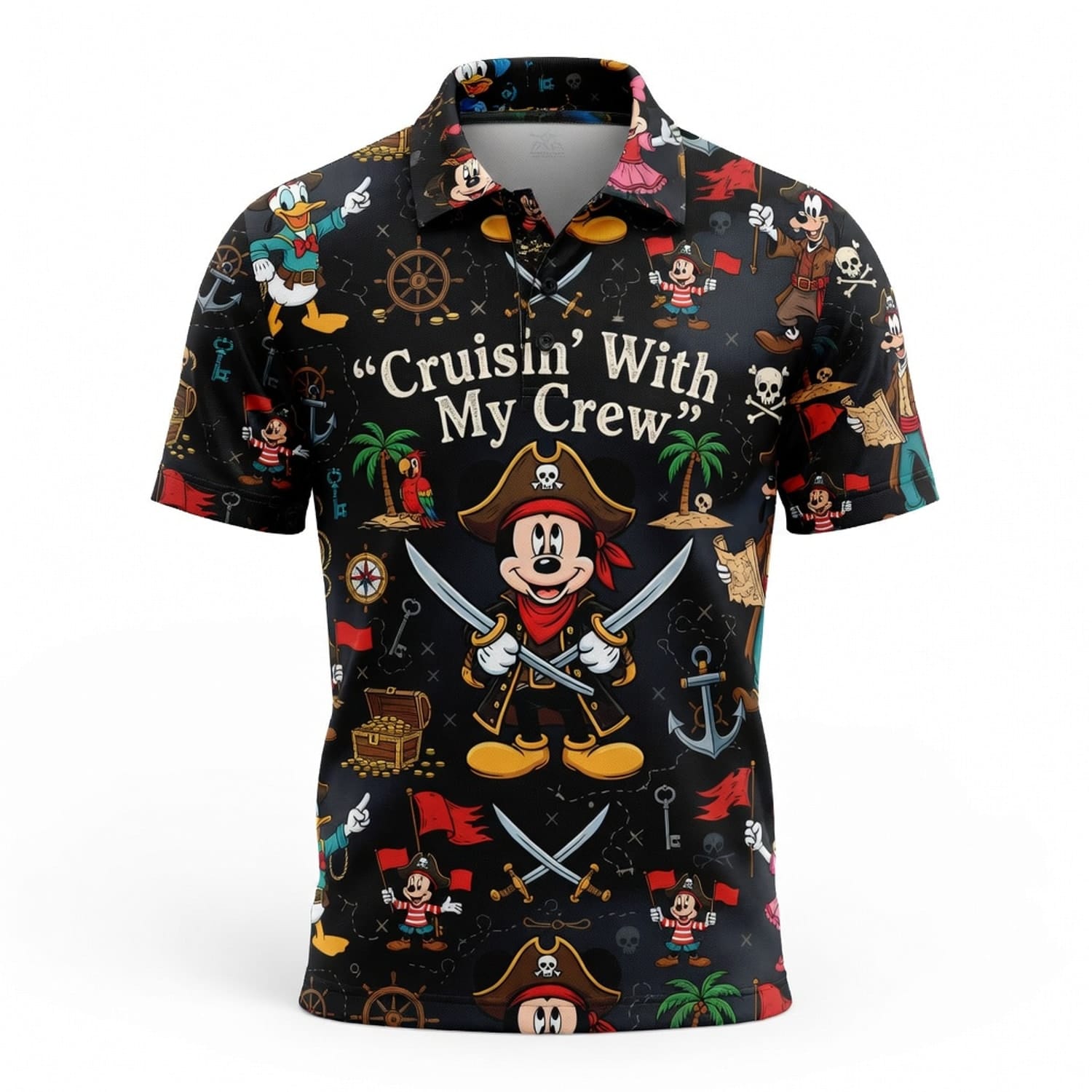 Pirate Mouse AOP Apparel - Cruisin With My Crew Design
