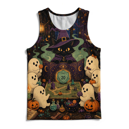 Halloween Black Cat AOP T-Shirt - Witchy RPG Ghost Gaming