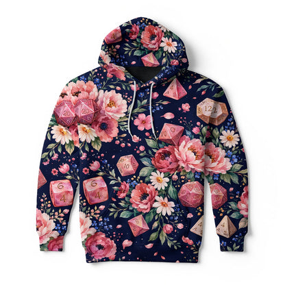 Floral Dice AOP T-Shirt - Pink Peony RPG Gaming Apparel