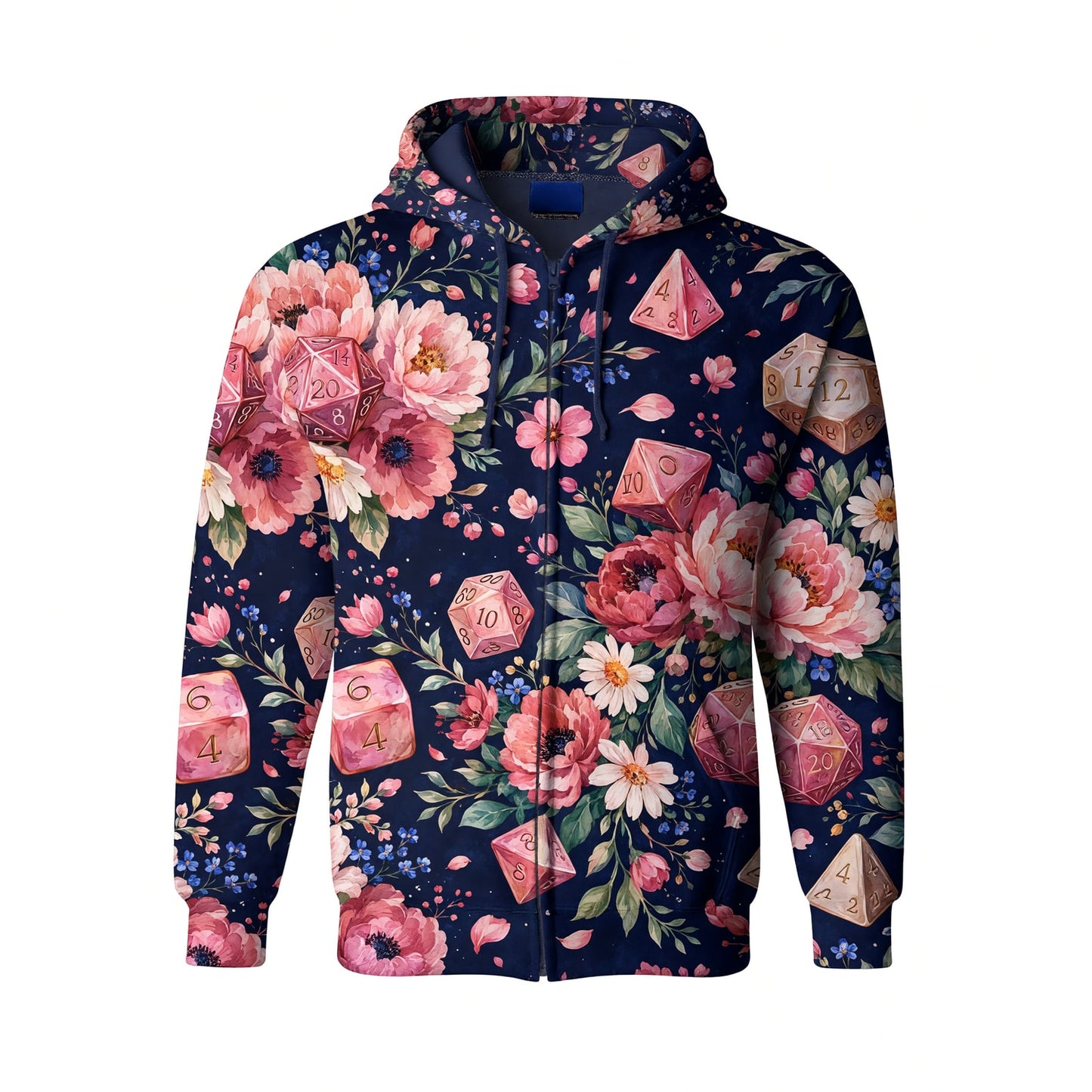 Floral Dice AOP T-Shirt - Pink Peony RPG Gaming Apparel