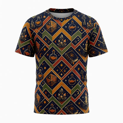 Mystic AOP T-Shirt - Celestial Occult Dice Wizard Pattern