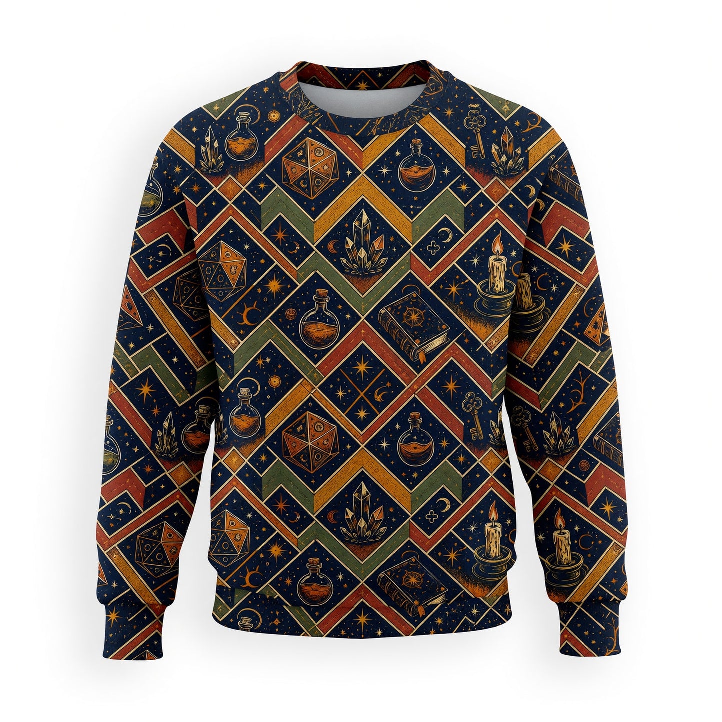 Mystic AOP T-Shirt - Celestial Occult Dice Wizard Pattern