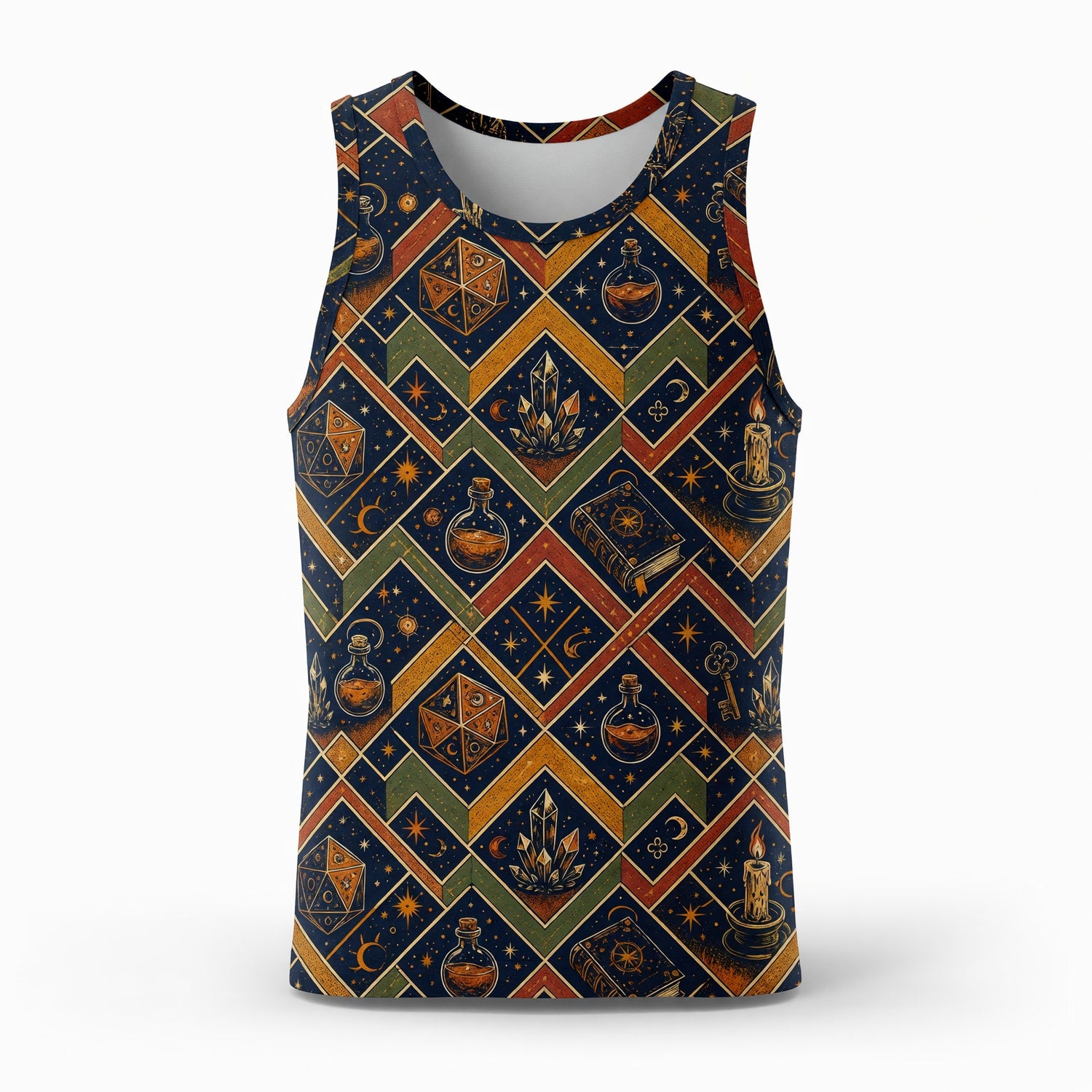 Mystic AOP T-Shirt - Celestial Occult Dice Wizard Pattern