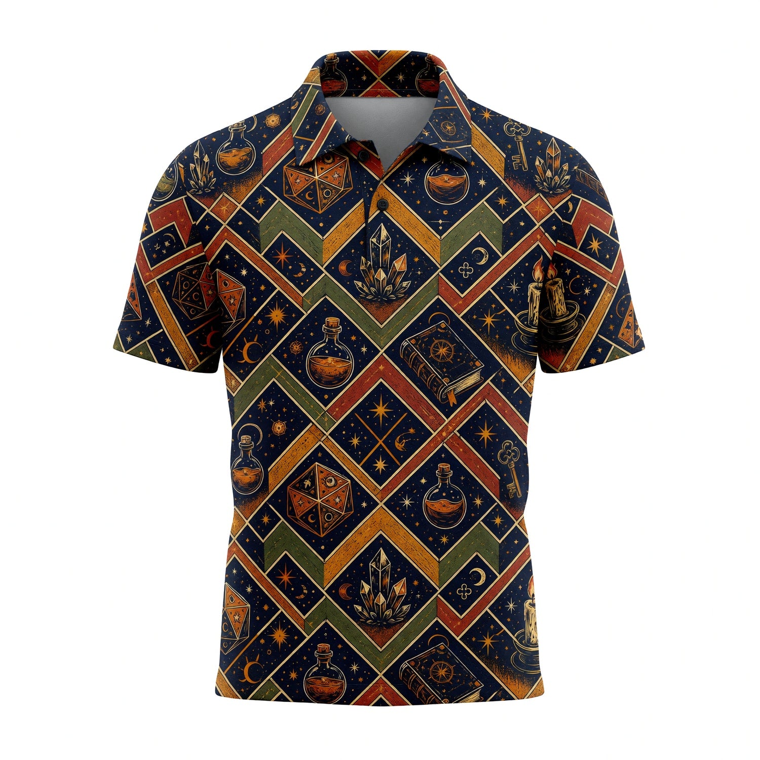 Mystic AOP T-Shirt - Celestial Occult Dice Wizard Pattern