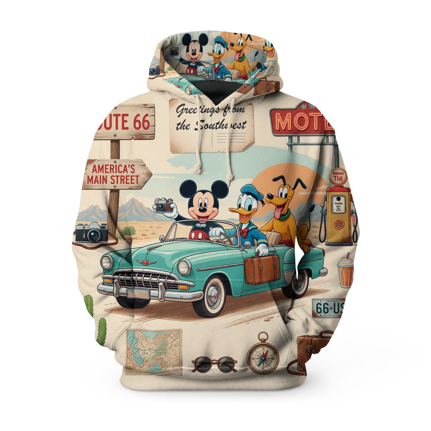 Route 66 AOP T-Shirt - Mouse Vintage Southwest Road Trip