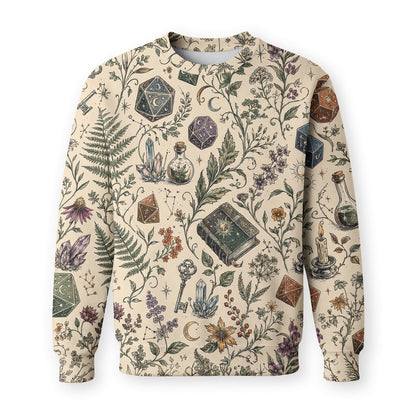 Fantasy Witch Dice AOP T-Shirt - Herbal Celestial Pattern