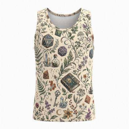 Fantasy Witch Dice AOP T-Shirt - Herbal Celestial Pattern