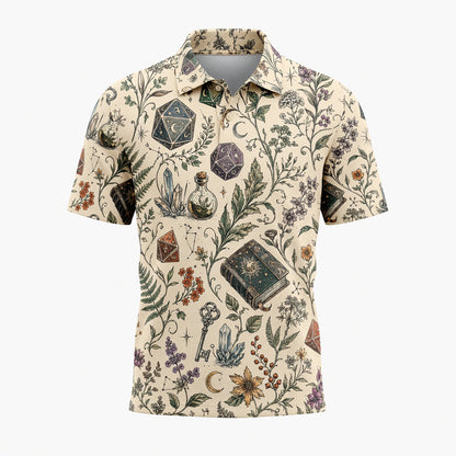 Fantasy Witch Dice AOP T-Shirt - Herbal Celestial Pattern