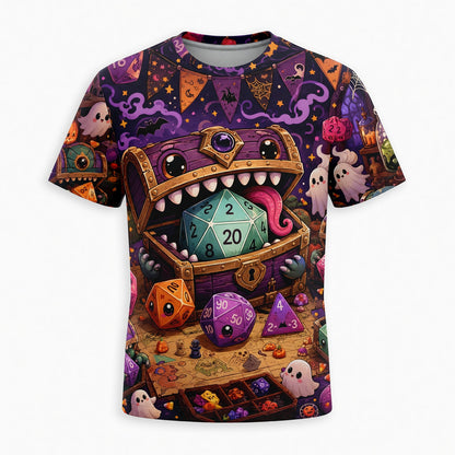 Halloween Cute Dice AOP T-Shirt - Kawaii RPG Gamer Streetwear