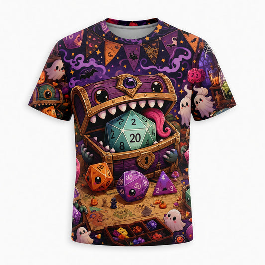 Halloween Cute Dice AOP T-Shirt - Kawaii RPG Gamer Streetwear