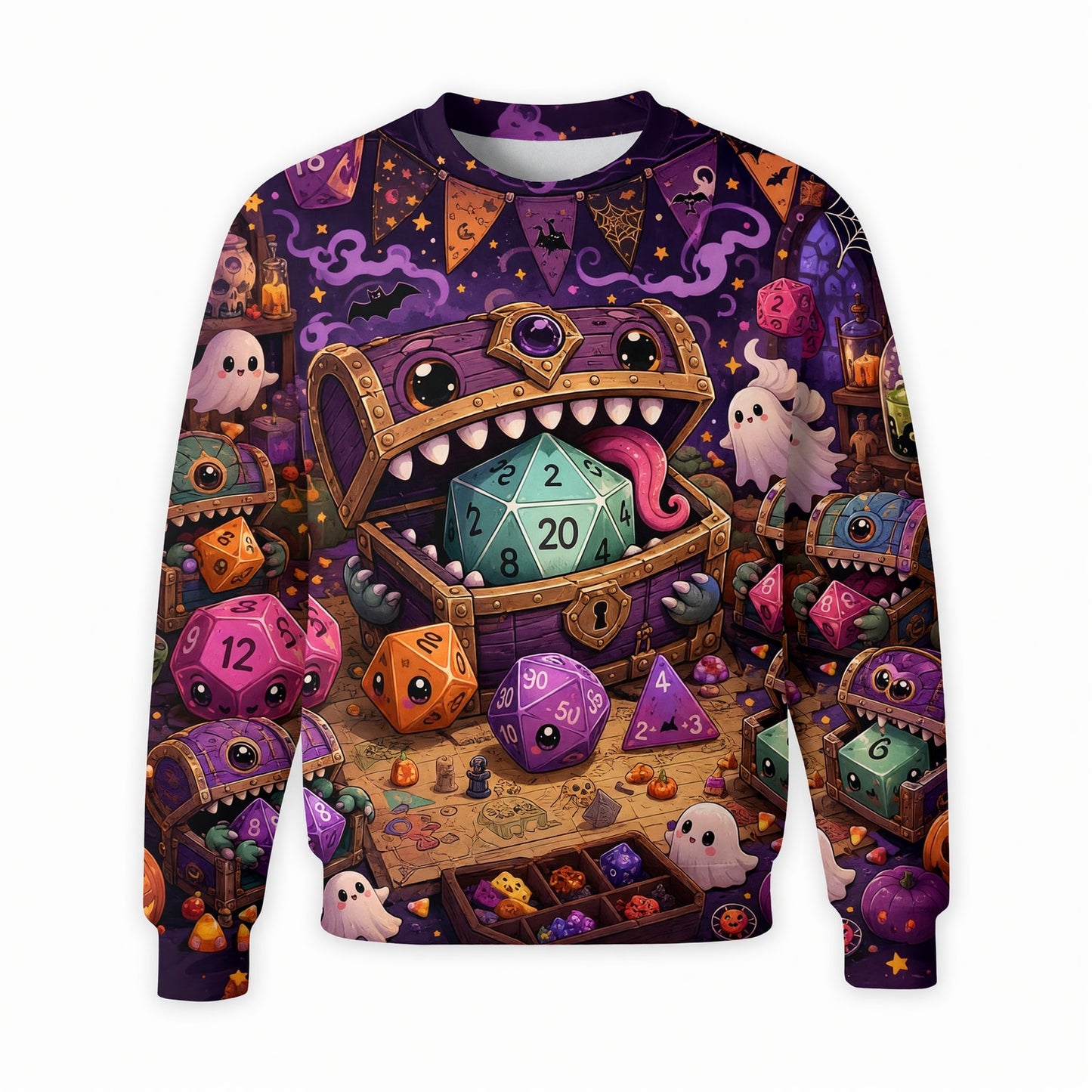 Halloween Cute Dice AOP T-Shirt - Kawaii RPG Gamer Streetwear
