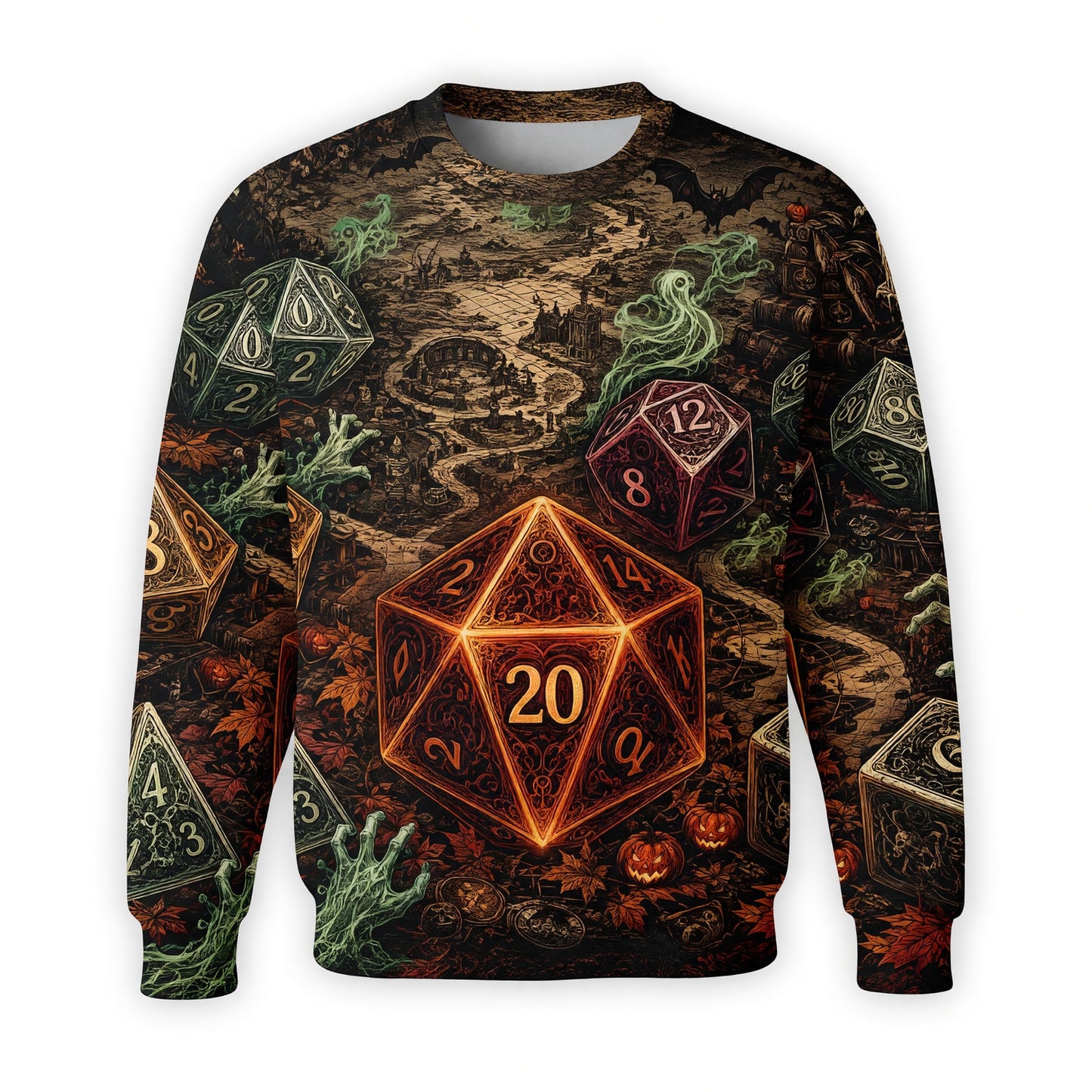 Halloween Dice AOP T-Shirt - Spooky RPG Gamer Apparel